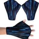 Swimming Gloves Aquatic Swim Training Glove Neoprene Webbed Fitness and Water Aerobics Resistance Gloves for Men Women Children (Blue Medium)