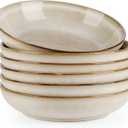 AmorArc 8.5'' Large Pasta Bowls, 36oz Ceramic Salad Serving Bowls Set of 6 for Kitchen, Wide Stoneware Bowls for Pasta,Salad,Fruit,Bread, Microwave Safe, Cappuccino