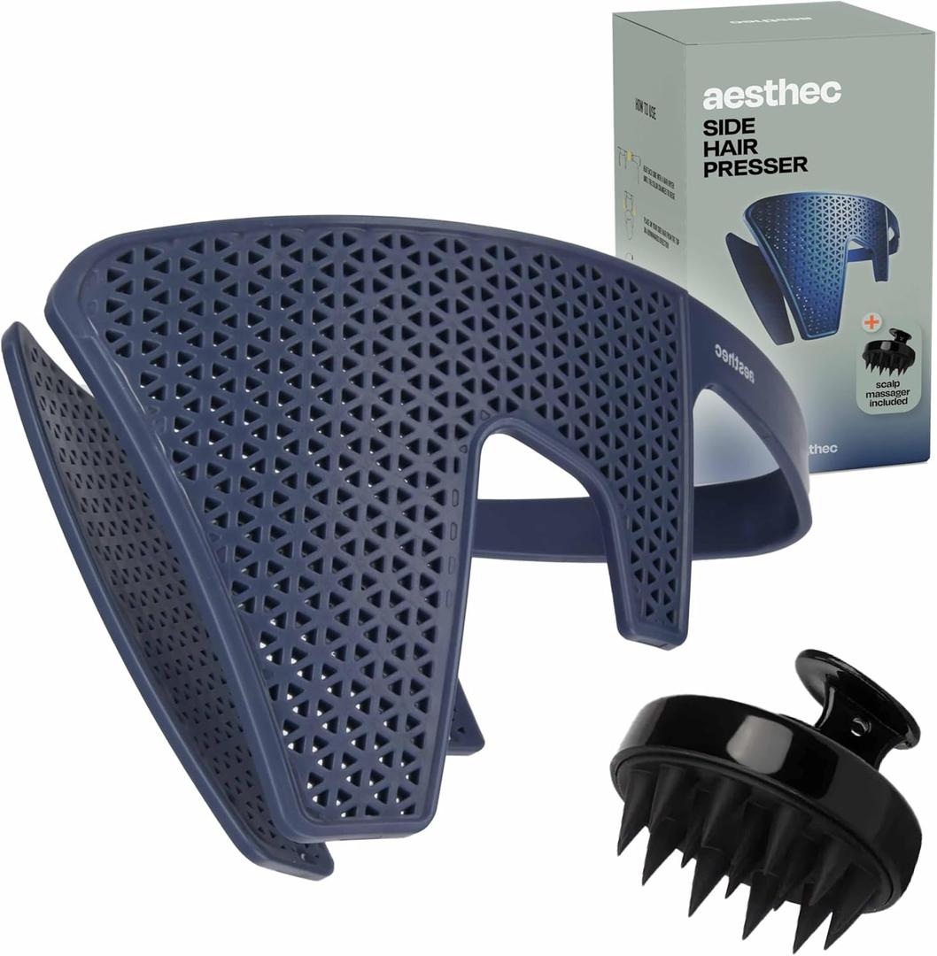 Men's Side Hair Flattener with Scalp Massager - Patented 3-Minute Down Perm Presser with Color-Changing Heat Indicator Technology and Ventilated Design for Fast/Easy Grooming