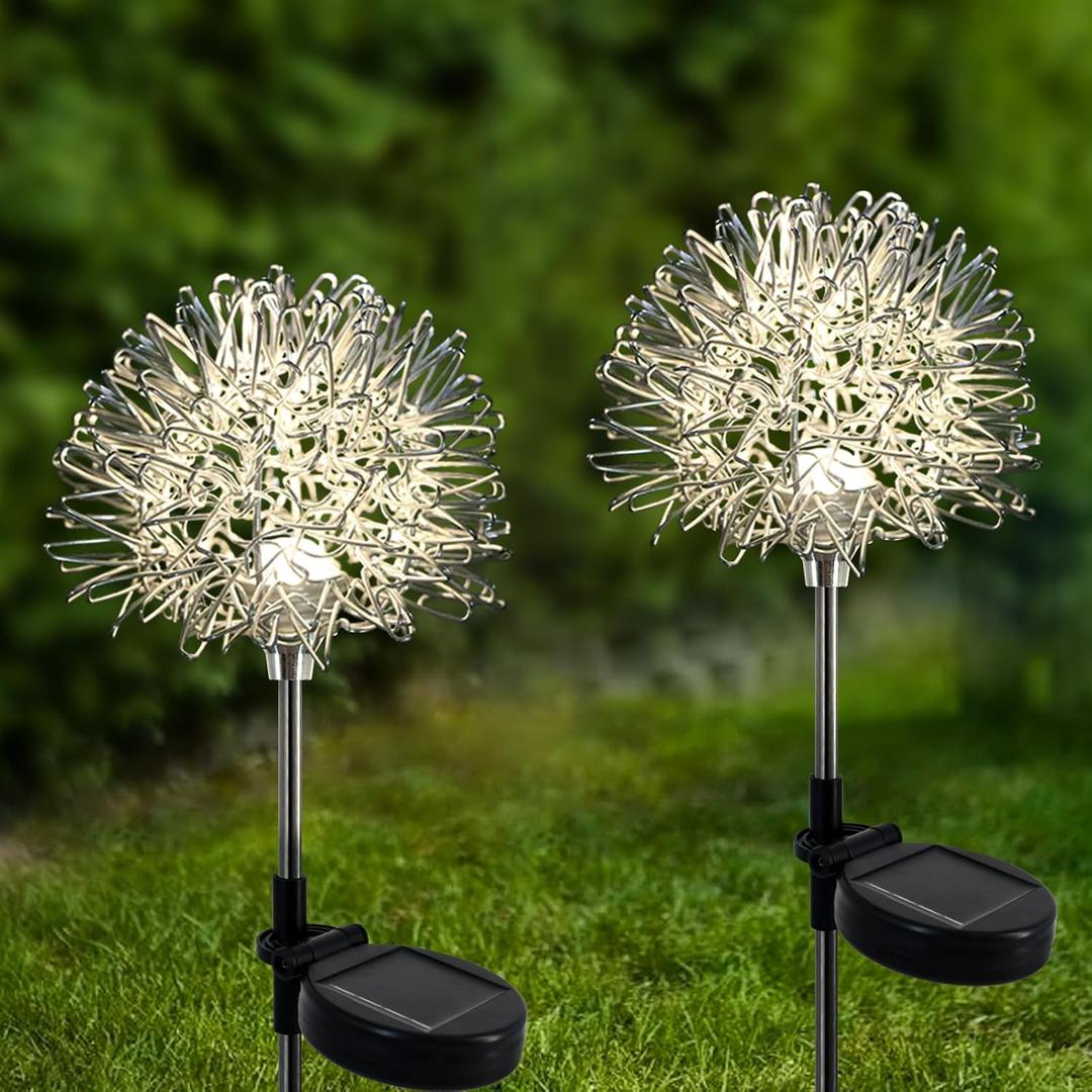 Solar Garden Lights - 2 Pack Decorative Outdoor Lights, Auto ON/OFF for Garden Gifts, White