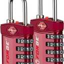 Forge Travel Lock,TSA Approved Luggage Locks for Air Travel, Gym Lockers, School Lockers, Pelican Cases, Gun Case, Easy Read Dials, Durable Alloy Body (2PK Dark Red)