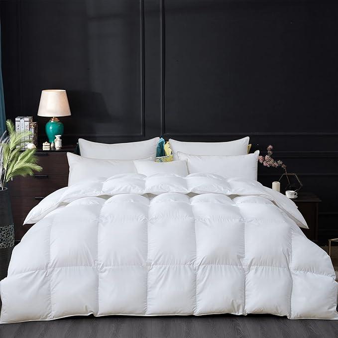 Goose Feathers Down Comforter (White, Queen)