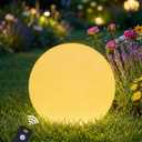 12-Inch Solar Globe Lights Outdoor Waterproof - LED Ball Light 3 Modes with Remote Control Warm lighting - Dual USB & Solar Charging Night Light for Garden Yard Pathway Pool Patio Party Decoration