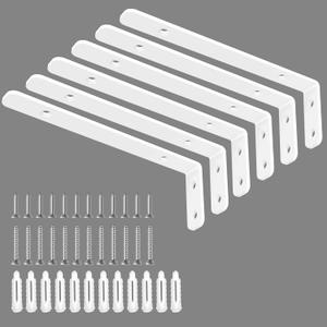 LSK 6PCS L Bracket, 6"×2"(150×50mm) Shelf Support Corner Bracket for Wooden Board Max Load : 42lb, White