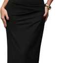 Verdusa Women's Off The Shoulder Wedding Guest Dress Asymmetrical Ruched Sleeveless Maxi Dresses (Large, Black)