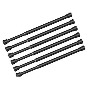 6 Pack Small Tension Rod 18 to 28 Inch Black Tension Curtain Rod Adjustable Spring Curtain Rods No Drilling Expandable Pressure Short Curtain Rods for Windows,Closets,Doorway,Kitchen