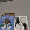 iStatue Resin Snowmen Figurines with Lighted Christmas Tree and Wreath 5'' - Set of 2 Battery Operated - Holiday Decorations Home Decor (Snowman)