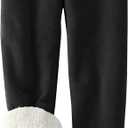 PEHMEA Women's Sherpa Lined Sweatpants Winter Warm, Fleece Joggers for Athletic Lounge (Black, L)