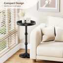 Small Round Side Table, Coffee Drink Table for Small Spaces, Modern Night Stand with Metal Leg, Weighted Iron Base Pedestal Round End Tables for Living Room, Bedroom, Narrow Corners,Sofa Couch