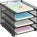 OPNICE 4-Tier Paper Organizer Letter Tray, Desk Organizers and Accessories, Office Desk Accessories, Desktop File Organizer for Office, Home or School, Black