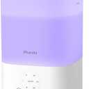 Pharata Humidifiers for Bedroom Home, 3.5L Top Fill Air Cool Mist Humidifiers for Baby Large Room Indoor Plants Nursery, Night Light, White