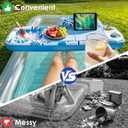 Inflatable Tray for Tanning Pool Float – 61" L x 18" W Extra Large Tray with Non-Slip and Cooler Container, Designed for Sunbathing Bed, Tanning Lounge & Water Blow Up, Ball Pit, Party Gifts