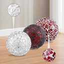 6 Pcs Decorative Glass Balls, 2.5 Inch Mosaic Orbs for Centerpieces, Mixed Color Table Spheres for Home Decor, Vase Fillers, and Wedding Bowl Decorations