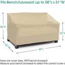 SunPatio Outdoor Sofa Cover 60 Inch, Heavy Duty Bench Covers, Patio Furniture Cover with Waterproof Sealed Seam, All Weather Protection, Beige