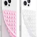 4 x PKYAA 2 Pack Silicone Suction Cup Phone Case Mount Double Sided, Hands-Free Silicon Phone Grip with Higher Suction Power for Selfies and Videos, Non Slip Phone Accessories (LightPink&Translucent)