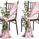 Ling's moment 8 Wedding Chair Decorations Aisle Pew Church Artificial Flower Greenery Swag Dusty Rose Pink Cream Bench Ceremony Reception Floral Faux Backdrop Rose Arrangements Party Outdoor Sashes