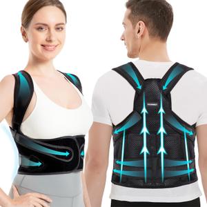 Vicorrect Posture Corrector for Women and Men: Back Support Brace Relieve Upper Back Shoulders Pain (Black, Small)