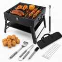Portable BBQ Charcoal Camping Grill: Tabletop Folding Barbecue Grills