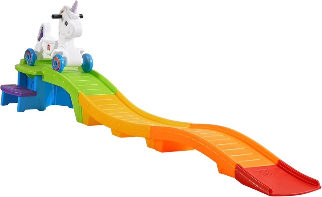 Step2 Unicorn Up & Down Roller Coaster Kids Ride On Toy, Push Car, Indoor/Outdoor Playset, Made of Durable Plastic, Max Weight 50 lbs., For Toddlers 2-5 Years Old, Multicolor