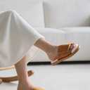 SHIBEVER Women's Slippers Fuzzy Open Toe Slip On Indoor House Shoes Comfy Bedroom Women Slippers (8.5-9.5, 71 Brown)