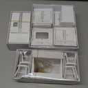 SAMCAMI Wooden Dollhouse Furniture Set - Miniature Dollhouse Furniture 1 12 Scale for Dollhouse Kitchen - Doll House Furniture Toys Incl Kitchen Cabinets, Dining Table, Refrigerator and Others (White)