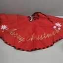 N&T NIETING Burlap Christmas Tree Skirt, 30 Inches Rustic Xmas Tree Skirt for Christmas Decorations, Merry Christmas Tree Ornaments, Holiday Home Decor (Red)