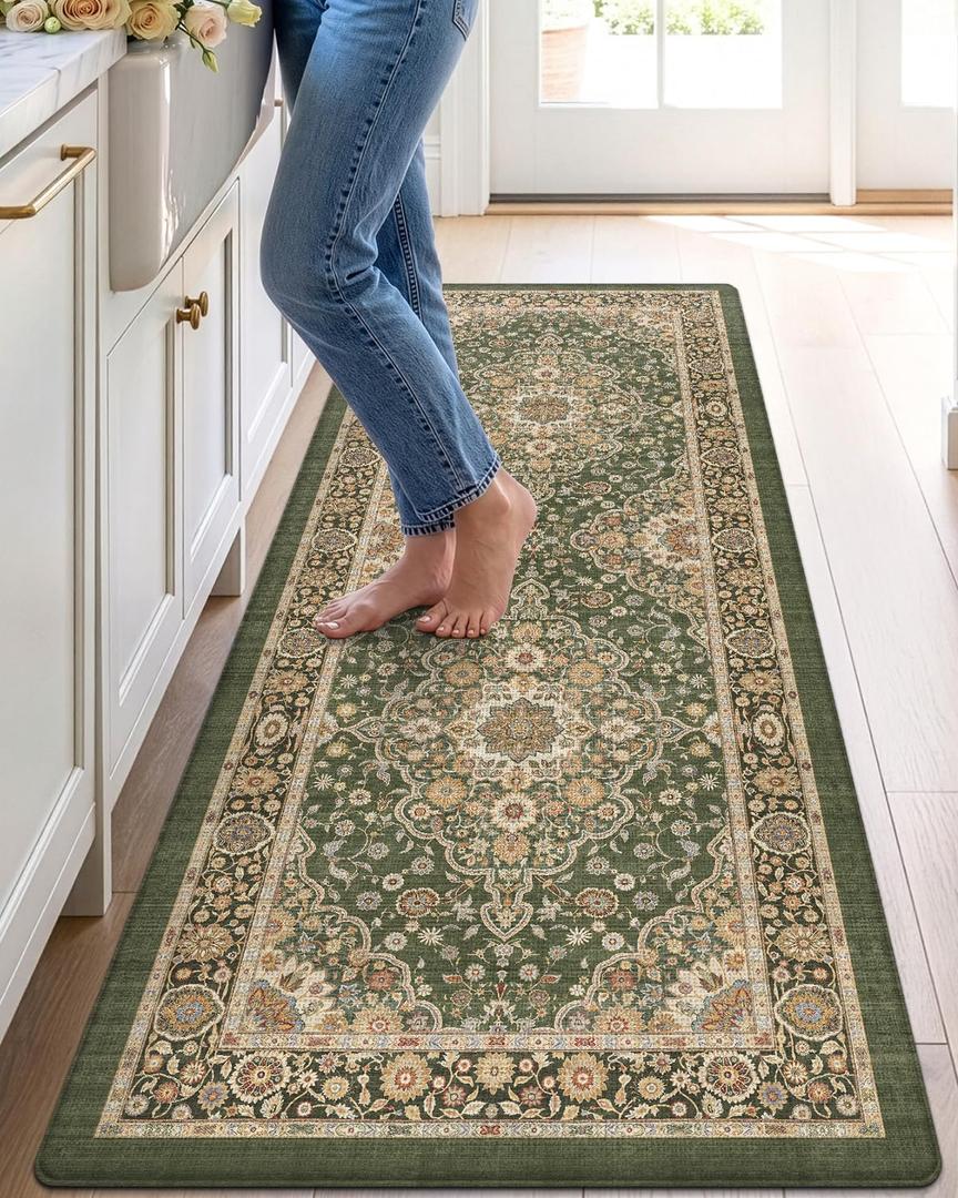 DEXI Anti Fatige Cushioned Kitchen Floor Mats Non Slip Runner 24x87, Green