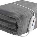Electric Heated Blanket 72" x 84" Full Size Soft Flannel, 4 Heating Levels  10 Hours Auto Off, Machine Washable - Light Grey