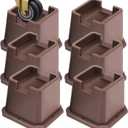 Adjustable Bed Furniture Risers Elevation in Heights Heavy Duty Risers for Both Posts and Wheels of Furniture Sofa Bed Couch Table (Brown 6 Pack, 3 Inch)