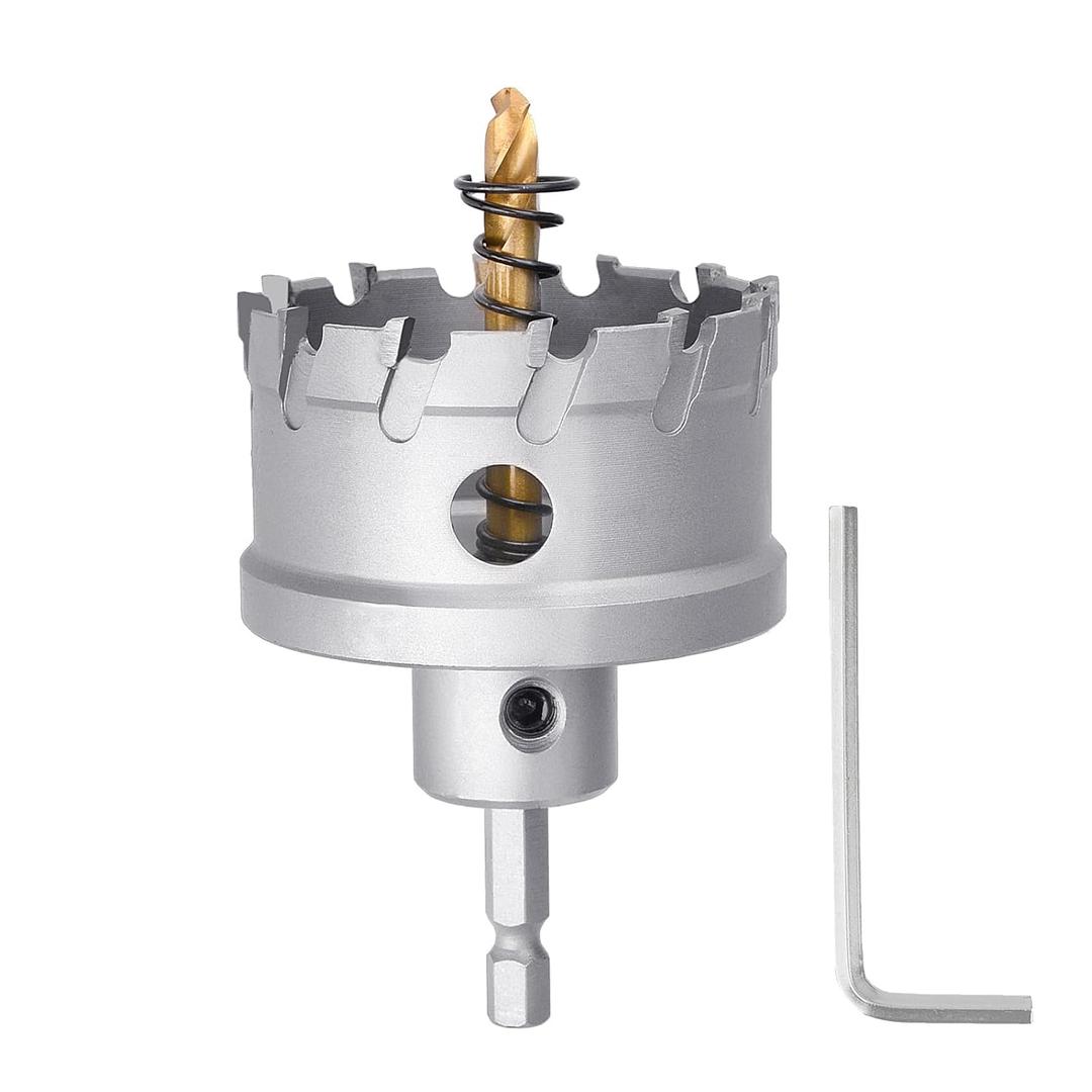 50mm / 1.96 inch Carbide Hole Saw with Hex Shank, Hole Cutter for Stainless Steel, Sheet Metal, Thick Metal and Iron