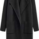 CHICWISH Women Open Front Knit Long Cardigan Patch Pocket Long Sleeve Fall Winter Casual Chunky Coatigan Sweater Coat (Black, S)
