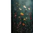 BZBIUI Framed Moody Botanical Canvas Wall Decor Dark Teal Wildflower Print Vintage Farmhouse Wrapped Canvas Floral Artwork for Bedroom Living Room Bathroom Entryway Office Kitchen Den 16x24in