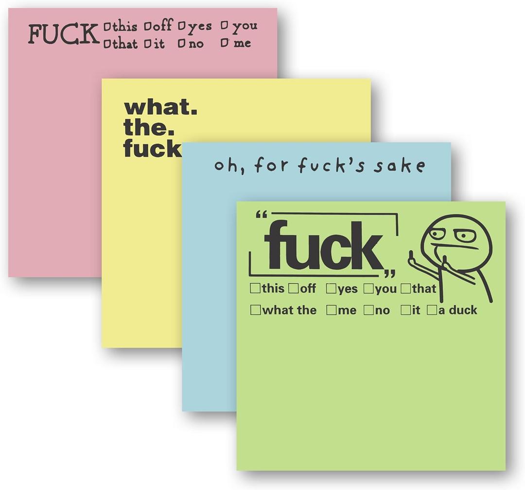 Funny Sticky Note What The F*ck Sticky Notepad, Oh, for F*ck's Sake Novelty Notepads, Funny Post-it Notes, Office Desk Accessory Gifts, 400pcs Funny Stickers (4 Color)