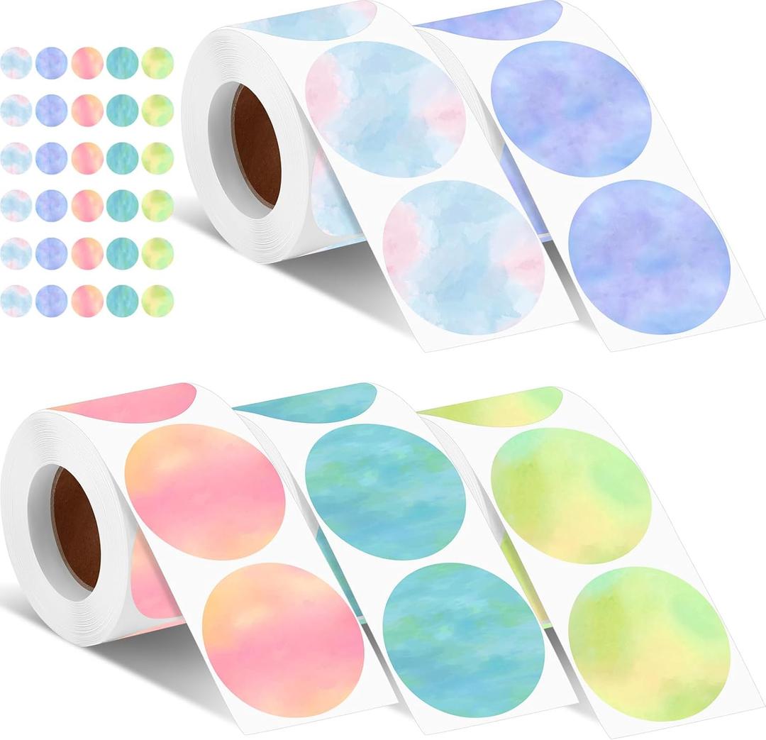 2500 Pcs 2 Inch Circle Thermal Sticker Labels Self Adhesive Round Direct Thermal Labels Multipurpose Printer Stickers for DIY Logo Design, Qr Code, Name Tag (Nebula Gradient Color)