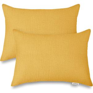Toddler Pillowcases for 14"x20" Pillow 2 Pack, Muslin Small Toddler Baby Kids Travel Pillow Covers for Boys Girls with Envelope Closure (Mustard Yellow, 14 x 20 Inch)
