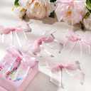 Janinka 100 Pack Pink Organza Twist Tie Bows for Christmas Tree, Pre-Tied Small Christmas Bows for Wreath, Tree, Gift Wrapping, Treat Bags, DIY Craft, Party Favors, Home Decoration, 4.5 Inch