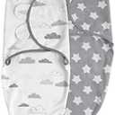 Organic Baby Swaddle Sleep Sacks, 2-Pack Swaddles for Newborns Baby Essentials, Infant 0-3 Months, 100% Cotton Soft & Snug Adjustable Wrap Nursery Swaddling Blankets Improves Sleep