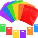 36 PCS Plastic Party Favor Small Gift Bags, 6"x8" Goodie Bags for Kids, Candy Treat Pouches Bulk with Handle for Kids' Birthday Party, Thanksgiving, Christmas, Halloween, 6 Colors