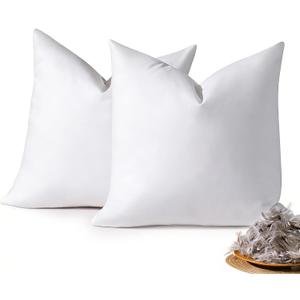 DOWNSTORIA 22x22 Feather Down Pillow Inserts Set of 2, Decorative Pillows with 100% Coton Cover, Throw Pillow for Bed, Couch and Sofa.