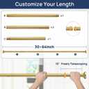 ENJOYBASICS Shower Curtain Rod 30 to 64 Inches, Stainless Steel Adjustable Spring Tension Rods No Drill for Bathroom, Closet, Window, Room Divider, Never Rust, Non Slip, Gold