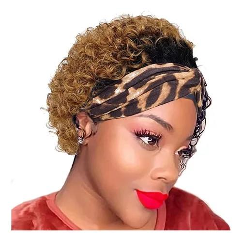 Headband Wig Human Hair Pixie Cut wig Human Hair Ombre 1B/ 27 Cheap Curly Wig Human Hair Glueless Wigs Short Curly Wig Pixie Wigs For Black Women Headband Wigs For Black Women Human Hair Glueless Wig
