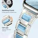 Dressy Silver iWatch Bands for Women - Compatible with Apple Watch Series 10-1/SE/Ultra, Fits 38mm 40mm 41mm 42mm 44mm 46mm - Luxury Designer Bracelet, Bling Jewelry Strap