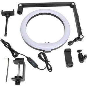 Ring Light with Stand and Phone Holder, Selfie Ring Light 3 Adjustable Color Temperatures, 10 in Live Stream Fill Light for Art Jewelry, Craft Recording Video Live