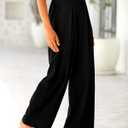 BTFBM Women High Waist Palazzo Pants Spring 2026 Casual Wide Leg Trousers Loose Work Office Business Suit Pant Pockets (Black, L)