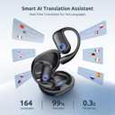 Ai Translation Earbuds Real Time - 164 Language Translator Earbuds with Bluetooth 6.1 Audifonos Traductores Ingls Espaol, 80H Playtime Wireless Headphones for Travel Business Learning