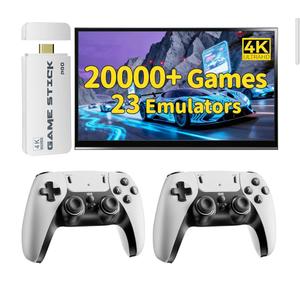 2025 Retro Gaming Console, 20K+ Classic Games, 23 Emulators, 4K HDMI Game Stick with Upgraded Dual 2.4G Wireless Controllers 64GB, Plug-and-Play Video Game Console for TV