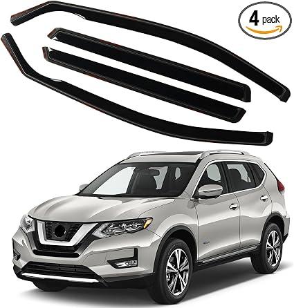 4PCS in Channel Rain Guards for 2014-2020 Nissan Rogue S SV SL, Durable Window Visors Wind Deflectors, Vent Shades Shield, 2014 2015 2016 2017 2018 2019 2020