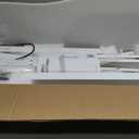 FEZIBO Standing Desk, 48 × 24 Inches Electric Height Adjustable, Sit and Stand Up, Computer Office Desk with Splice Board, White Frame/Maple TOP