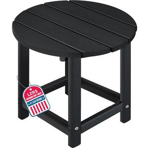 LZRS Round Adirondack Patio Side Table End Table, Outdoor Side Tables for Patio, Backyard,Pool, Indoor Companion, Easy Maintenance & Weather Resistant(Black)