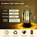 Battery Operated Lamp with Auto-Off Timer, Cordless Table Night Light for Bedroom & Entryway, Portable LED Lamp for Home, Outdoor, Camping No Battery Included (Glass Design-Smoke Blue)